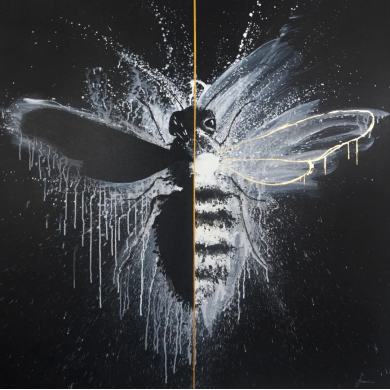 Peinture « Abeille », 2023 – acrylique, série Dichotomie de la personnalité Peinture « Abeille », 2023 – acrylique, série Dichotomie de la personnalité