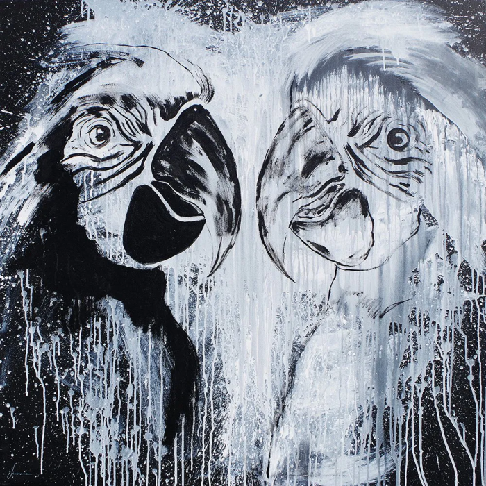 Peinture « Perroquets », 2022 | Magda Maciaszek – acrylique sur toile Peinture « Perroquets », 2022 | Magda Maciaszek – acrylique sur toile