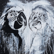 Peinture « Perroquets », 2022 | Magda Maciaszek – acrylique sur toile Peinture « Perroquets », 2022 | Magda Maciaszek – acrylique sur toile