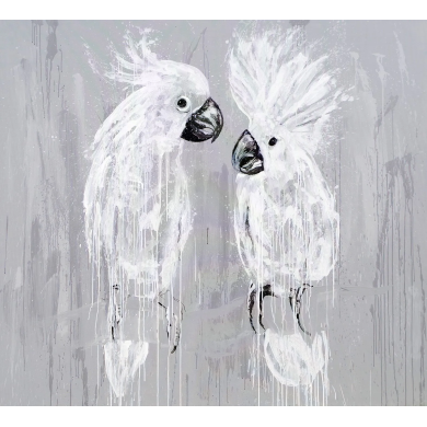 Obraz „Papugi III” (2021) Magdy Maciaszek – akryl na płótnie 180×200 cm Obraz „Papugi III” (2021) Magdy Maciaszek – akryl na płótnie 180×200 cm