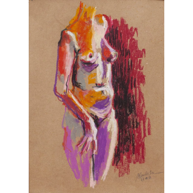 Rysunek „Akt” (2021) | Anna Rendecka – pastel olejna na papierze, studium ciała Rysunek „Akt” (2021) | Anna Rendecka – pastel olejna na papierze, studium ciała