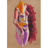 Rysunek „Akt” (2021) | Anna Rendecka – pastel olejna na papierze, studium ciała Rysunek „Akt” (2021) | Anna Rendecka – pastel olejna na papierze, studium ciała