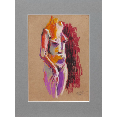 Rysunek „Akt” (2021) | Anna Rendecka – pastel olejna na papierze, studium ciała Rysunek „Akt” (2021) | Anna Rendecka – pastel olejna na papierze, studium ciała