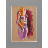 Rysunek „Akt” (2021) | Anna Rendecka – pastel olejna na papierze, studium ciała Rysunek „Akt” (2021) | Anna Rendecka – pastel olejna na papierze, studium ciała