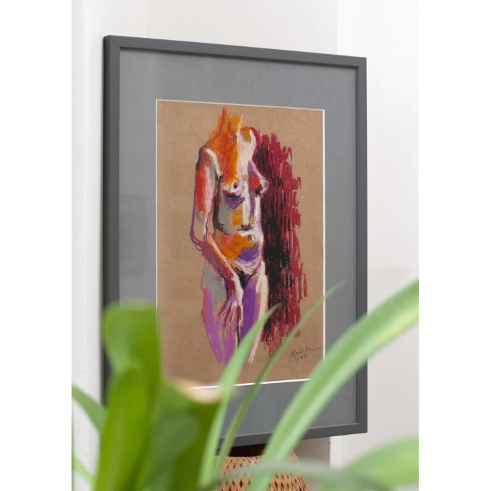 Rysunek „Akt” (2021) | Anna Rendecka – pastel olejna na papierze, studium ciała Rysunek „Akt” (2021) | Anna Rendecka – pastel olejna na papierze, studium ciała