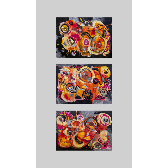 Triptyque « Migraine » (2023) | Anna Rendecka – technique mixte, abstraction expressive Triptyque « Migraine » (2023) | Anna Rendecka – technique mixte, abstraction expressive
