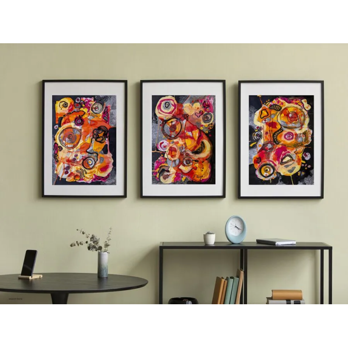 Triptych “Migraine” (2023) | Anna Rendecka – mixed media on paper, expressive abstraction Triptych “Migraine” (2023) | Anna Rendecka – mixed media on paper, expressive abstraction