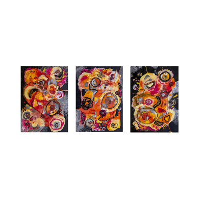 Triptychon „Migräne“ (2023) | Anna Rendecka – Mischtechnik auf Papier, expressive Abstraktion Triptychon „Migräne“ (2023) | Anna Rendecka – Mischtechnik auf Papier, expressive Abstraktion