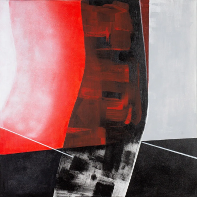 Gemälde „Abstrakt I“ (2022) | Bożena Tarasiewicz – Energie des Roten und Harmonie des Graus Gemälde „Abstrakt I“ (2022) | Bożena Tarasiewicz – Energie des Roten und Harmonie des Graus
