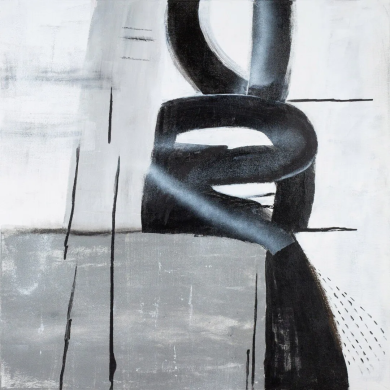 Peinture « Abstrait III » (2022) | Bożena Tarasiewicz – minimalisme en noir et gris Peinture « Abstrait III » (2022) | Bożena Tarasiewicz – minimalisme en noir et gris