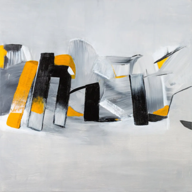 Gemälde „Abstrakt IV“ (2021) | Bożena Tarasiewicz – geometrische Harmonie in Grautönen Gemälde „Abstrakt IV“ (2021) | Bożena Tarasiewicz – geometrische Harmonie in Grautönen
