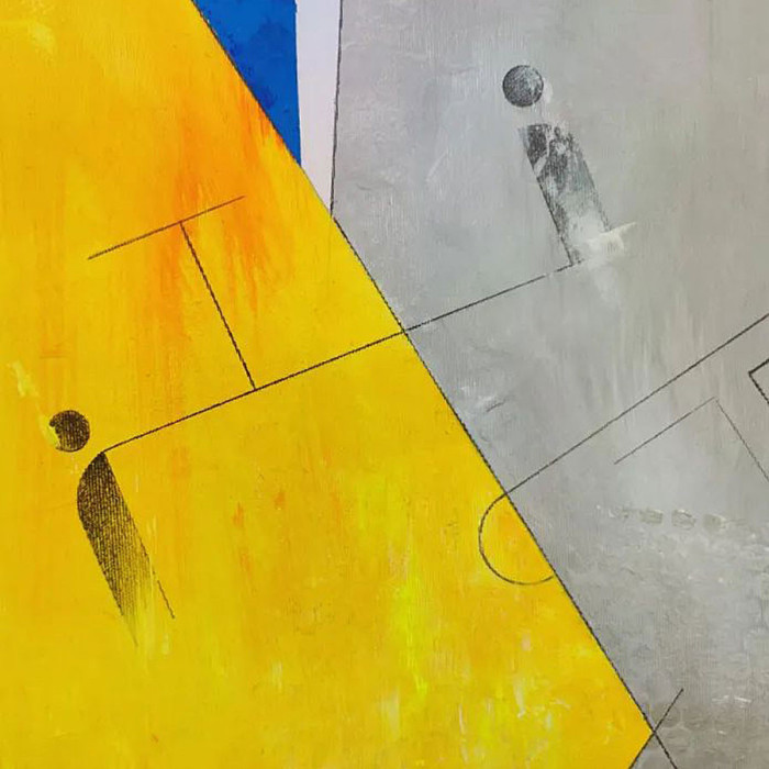 Painting “Yellow Field with Red Building” (2022) | Dorota Kiermasz – geometric abstraction on human presence and structure Painting “Yellow Field with Red Building” (2022) | Dorota Kiermasz – geometric abstraction on human presence and structure