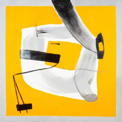 Gemälde „Abstrakt V“ (2021) | Bożena Tarasiewicz – Energie des Gelbs und Sanftheit des Graus Gemälde „Abstrakt V“ (2021) | Bożena Tarasiewicz – Energie des Gelbs und Sanftheit des Graus