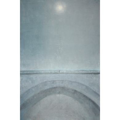 Painting “Bridges II” (2023) by Izabela Siemiątkowska is a work created with oil and wax-paste on canvas