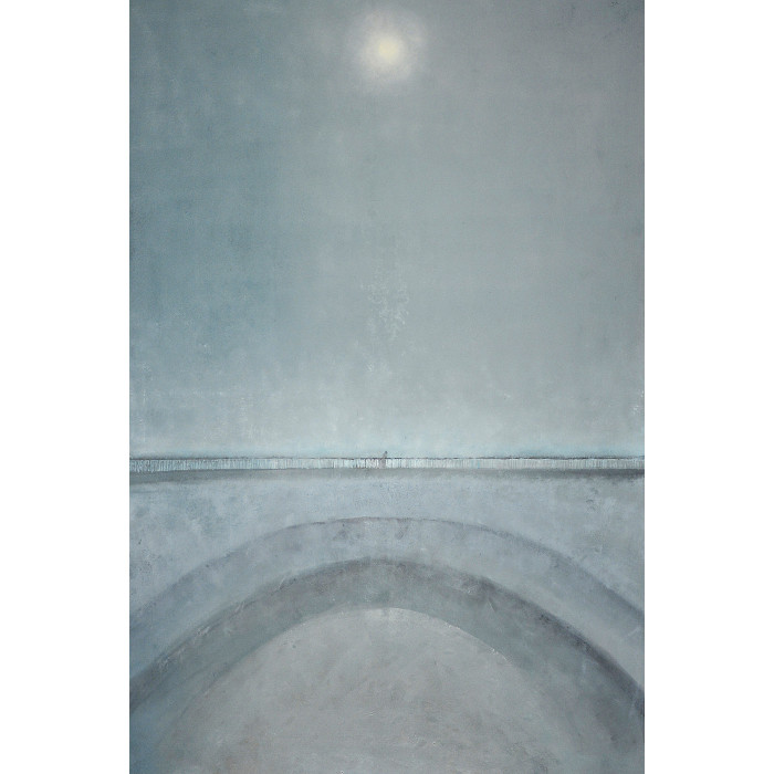 Painting “Bridges II” (2023) by Izabela Siemiątkowska is a work created with oil and wax-paste on canvas