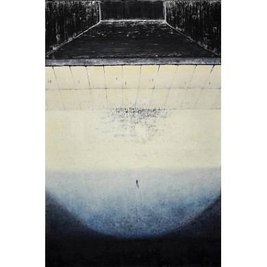 Obraz „Kręgi V” (2025) | Izabela Siemiątkowska – olej + pasta woskowa, 150×100 cm