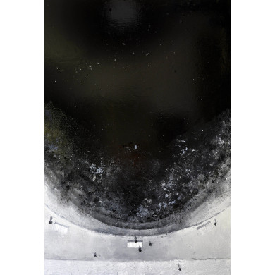 Tableau « Cercles VII » (2025) | Izabela Siemiątkowska – huile & pâte de cire, 150×100 cm