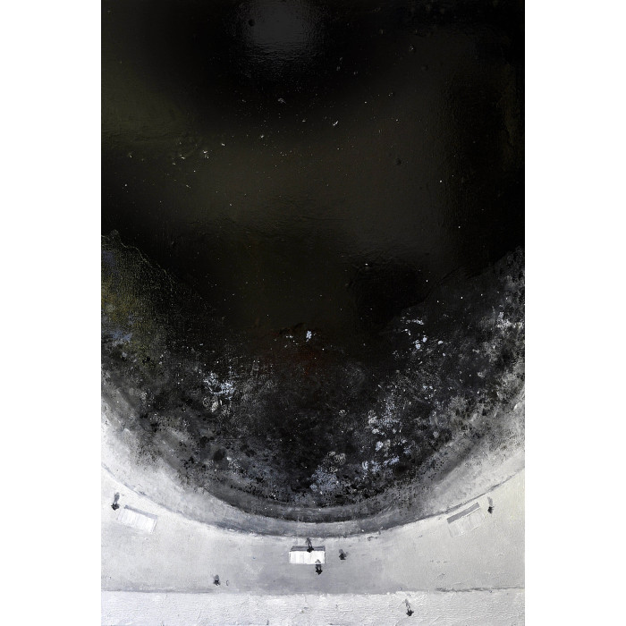 Painting “Circles VII” (2025) | Izabela Siemiątkowska – oil & wax paste, 150×100 cm