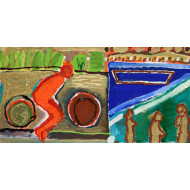 Tableau « Boulevard » (2020) | Mariusz Woszczyński – acrylique sur toile, 100×50 cm