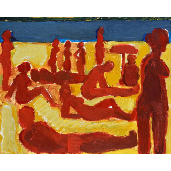 Obraz „Plaża Południowa” (2018) | Mariusz Woszczyński – akryl na płótnie, 81×65 cm