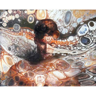 « Hypnos » (2022) | Piotr Piecko – huile, acrylique & feuille d’or, 80×100 cm