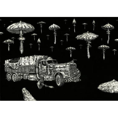 „Meteorologie zufälliger Halluzinationen“ (2002) | Przemysław Tyszkiewicz – Radierung & Aquatinta, 94×67 cm