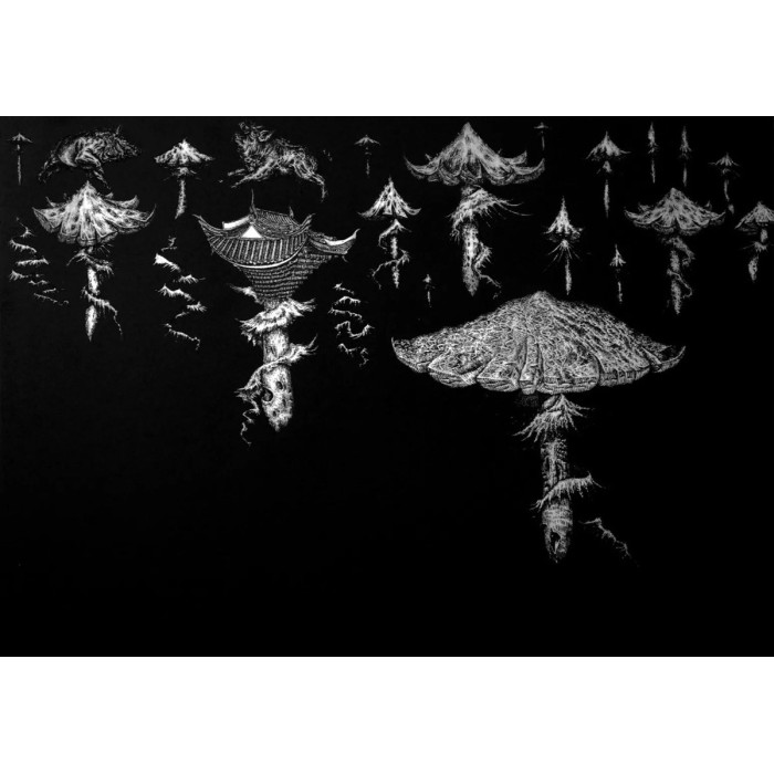 “A Wild Sip of Primeval Tea” (2014) | Przemysław Tyszkiewicz – etching & aquatint, 94×67 cm