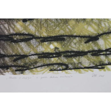 « Prière à la Lune » (2023) | Rafał Labijak – monotype, huile sur carton, 57×76 cm