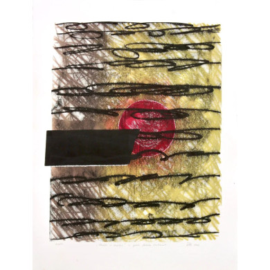 “A Plea to the Moon” (2023) | Rafał Labijak – monotype, oil on cardboard, 57×76 cm