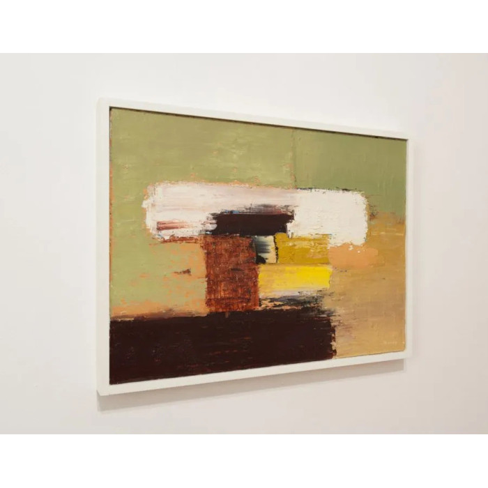 Obraz „Composition 17” (2024) | Roman Goss – olej na płótnie, 33×46 cm