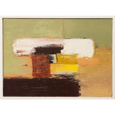 Painting “Composition 17” (2024) | Roman Goss – oil on canvas, 33×46 cm