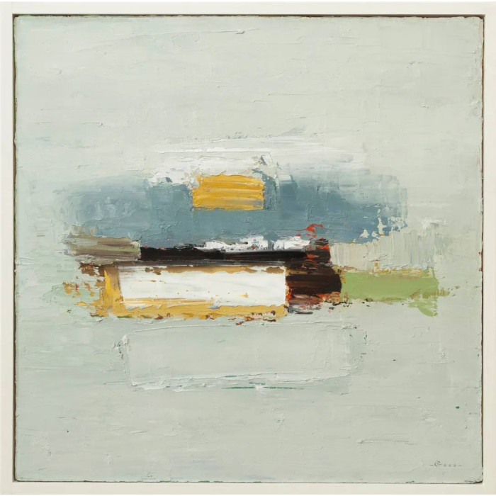 Gemälde „Grey Composition“ (2024) | Roman Goss – Öl auf Leinwand, 40×40 cm