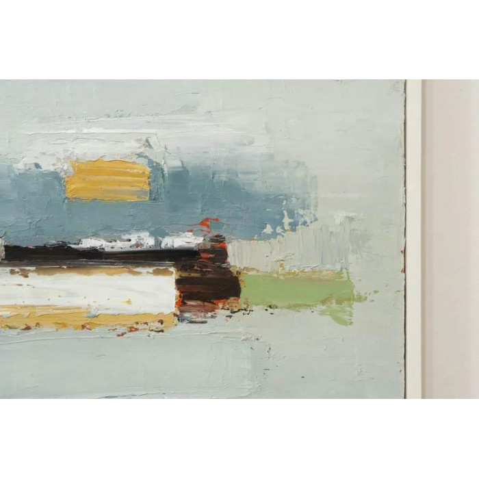 Obraz „Grey Composition” (2024) | Roman Goss – olej na płótnie, 40×40 cm