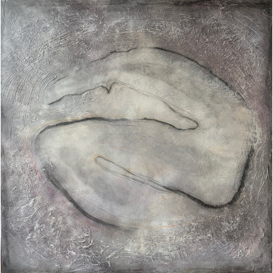 Painting “ACT – Woman from Sirius, Terra Ignota” (2025) | Malina Wieczorek – oil & acrylic on canvas, 100×100 cm