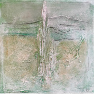 Gemälde „Akt im Gras 1“ (2024) | Malina Wieczorek – zeitgenössischer Akt, 50×50 cm