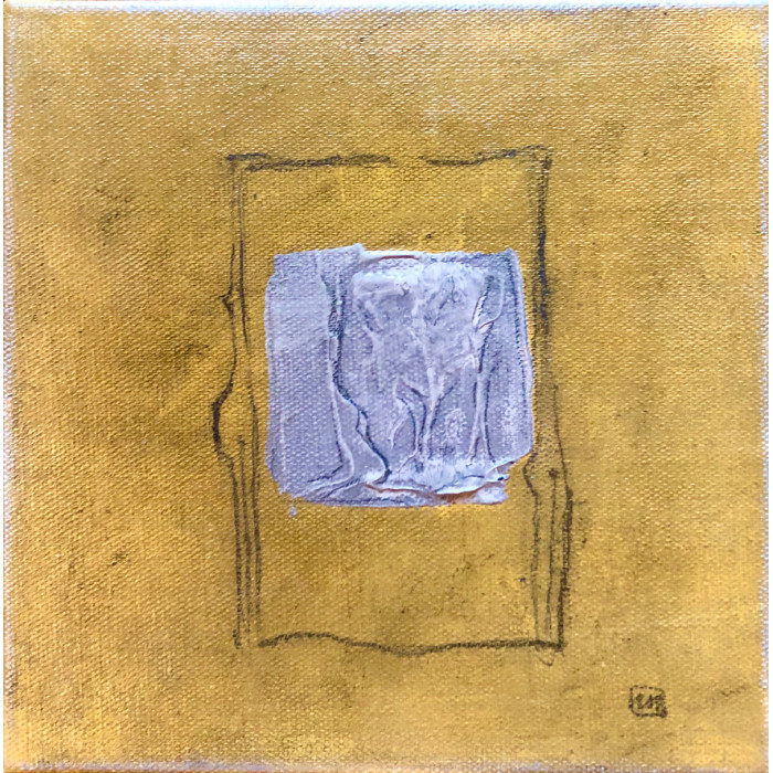 Tableau « Nu – Signes 1 » (2020) | Malina Wieczorek – nu abstrait sur fond doré