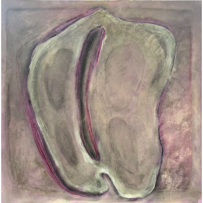 Gemälde „ACT ECCE HOMO purple“ (2023) | Malina Wieczorek – Acryl & Öl auf Leinwand, 120×120 cm