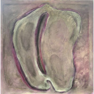 Obraz „AKT ECCE HOMO purple” (2023) | Malina Wieczorek – akryl i olej na płótnie, 120×120 cm