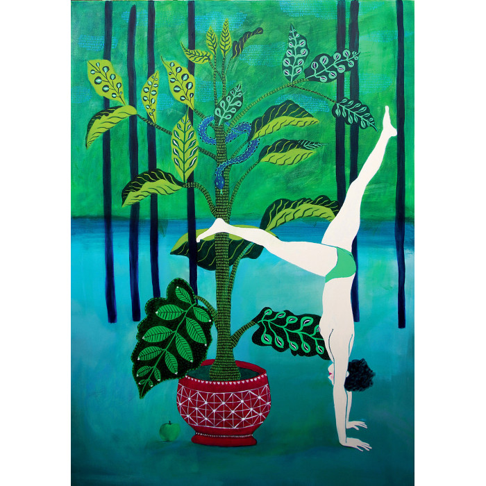 Tableau « Attraction chronique » (2022) | Beata Walczak – acrylique sur toile, 70×100 cm