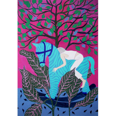 Tableau « Tout a son temps » (2023) | Beata Walczak – acrylique sur toile, 70×100 cm