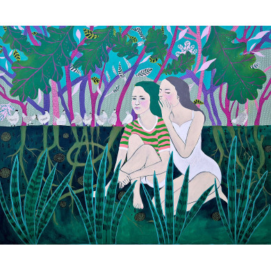 Obraz „Korzenie tajemnicy” (2025) | Beata Walczak – akryl na płótnie, 100×80 cm