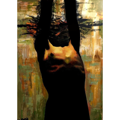 Painting “Statue 3”, 2025 – Roch Krysa, figurative nude in impressionistic abstraction