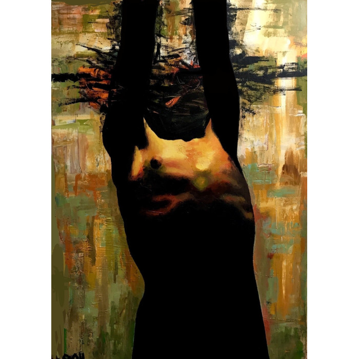 Gemälde „Statue 3“, 2025 – Roch Krysa, figurativer Akt in impressionistischer Abstraktion