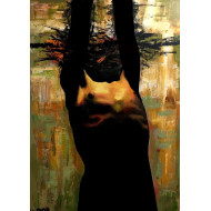 Painting “Statue 3”, 2025 – Roch Krysa, figurative nude in impressionistic abstraction