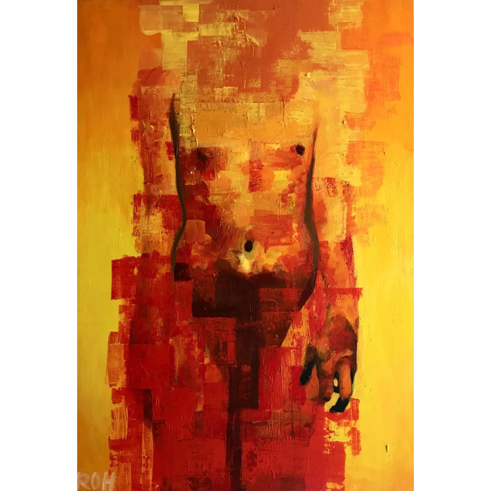 Gemälde „Statue 3“, 2025 – Roch Krysa, figurativer männlicher Akt in abstrakter Expression