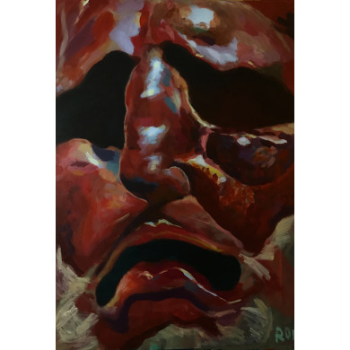 Gemälde „Gesicht des Krieges“, 2025 – Roch Krysa, expressives zeitgenössisches Porträt