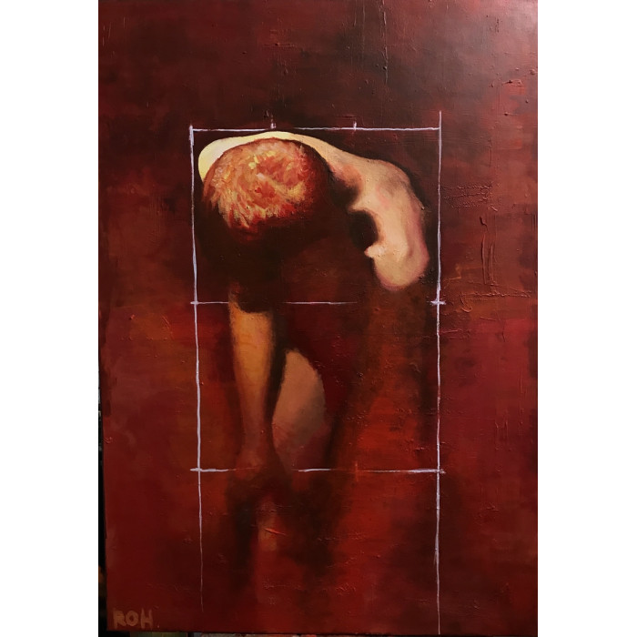 Gemälde „Käfig“, 2025 – Roch Krysa, surrealistisches zeitgenössisches Porträt