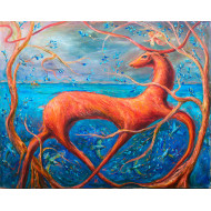 Witaj, mój aniele de Vitali Shoupikov – peinture à l’huile avec cerf et ange