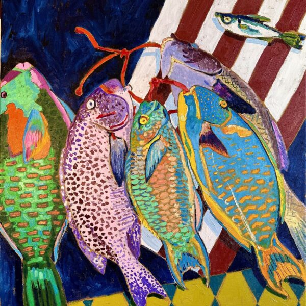 Obraz Udany połów, 2022 Udany Polow 80x60cm Olej Na Plotnie Matisse,fowizm,koloryzm,Gauguin,Czapski,Hockney,malarstwo olejne,schab gdzie kupic obraz