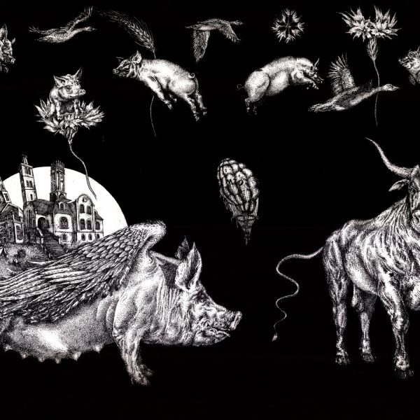 Grafika Chabrowy Księżyc Pól Mrozowych, 2011 2011 Chabrowy Ksiezyc Pol Mrozowych Akwaforta Akwatinta 94x67  akwaforta artyści